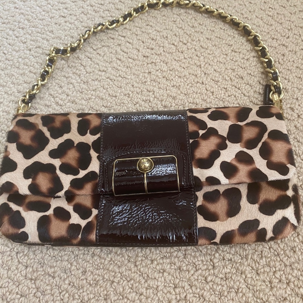 Coach Clutch- Kristin Leopard hair calf